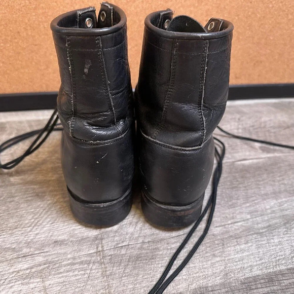 JUSTIN Kiltie Boots Womens Roper 5.5 D Leather Western LACER Black USA Riding - Picture 4 of 6